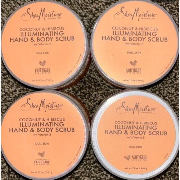 (4) Shea Moisture Coconut/Hibiscus ILLUMINATING Hand & Body Scrubs 12oz